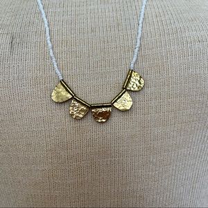 Hammered Gold and Bead Necklace